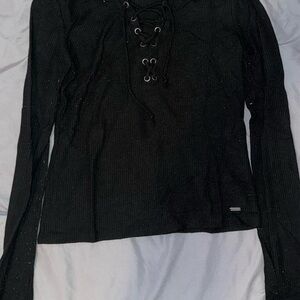 Hollister Black Lace-Up Long Sleeve Top
